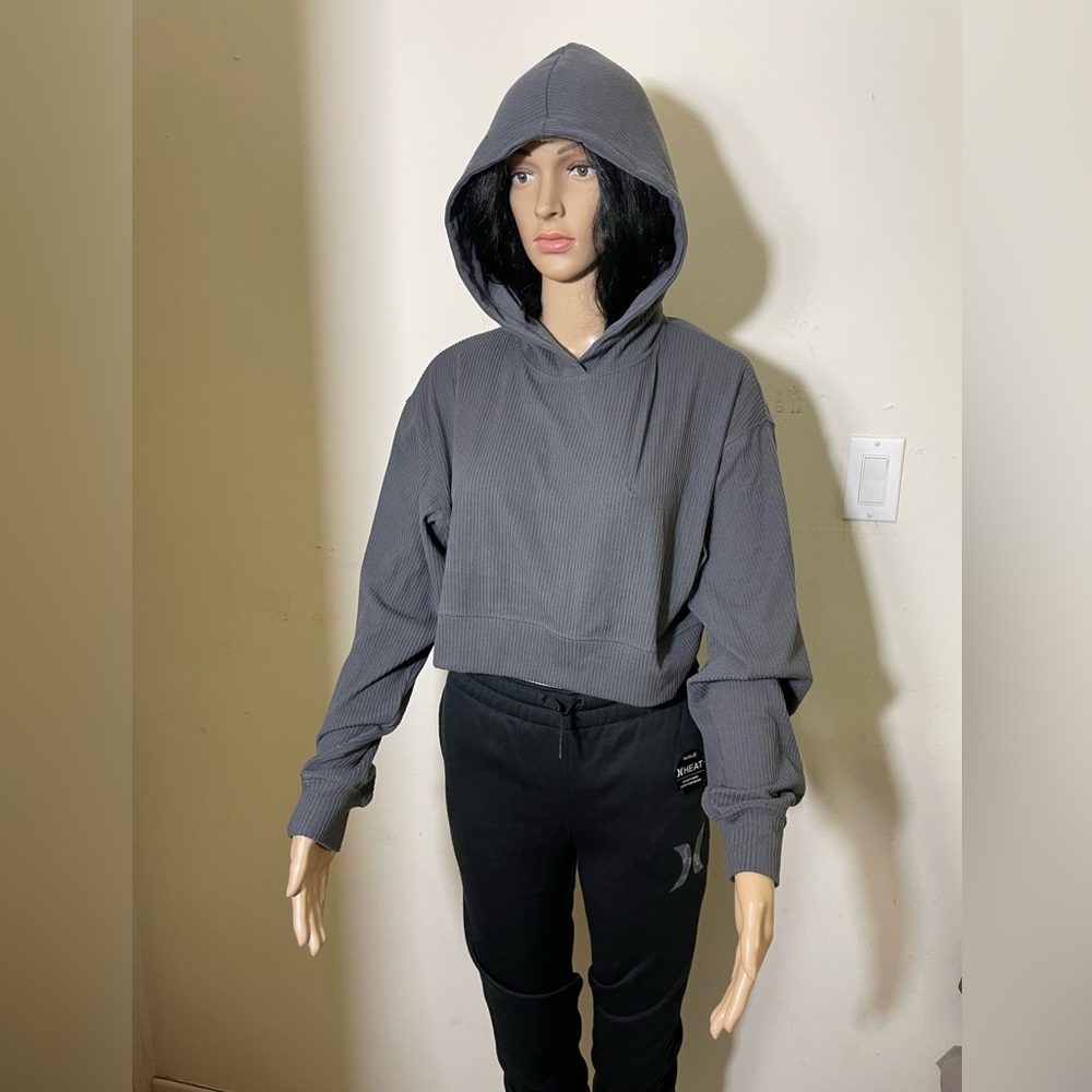 Sz US S Garage oversized Hoodie grey  Ribbed sleeves grey comes NWT - Picture 5 of 12